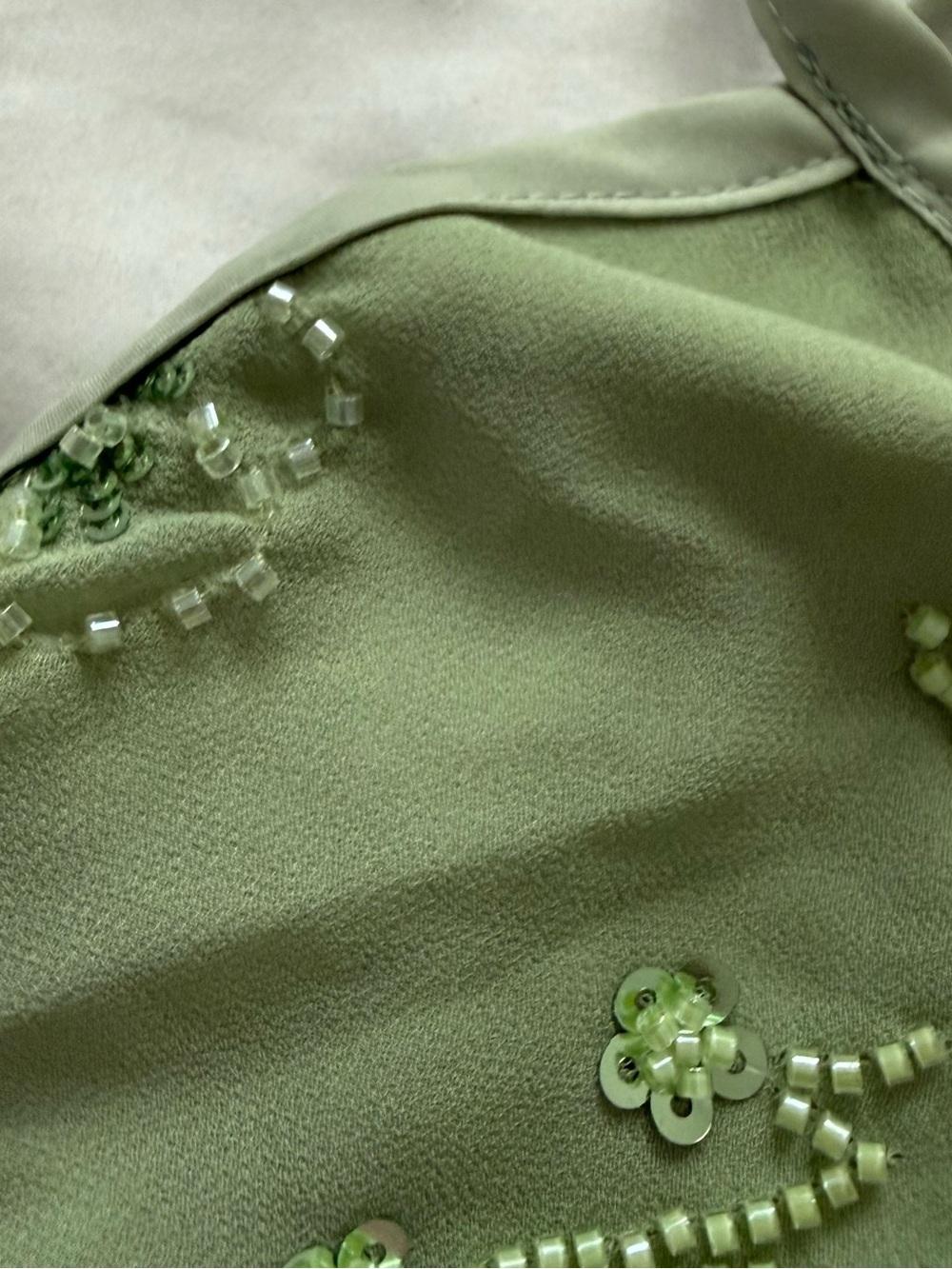 Sage Green Sequin Halter Mini Dress - Picture 2 of 5